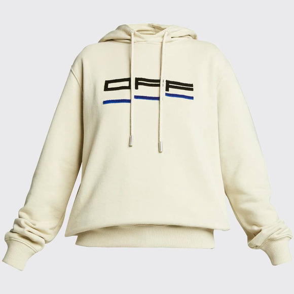 Off-White c/o Virgil Abloh "Off" Logo Beige Neutrals Minimalist Hoodie Sweater - Picture 4 of 14